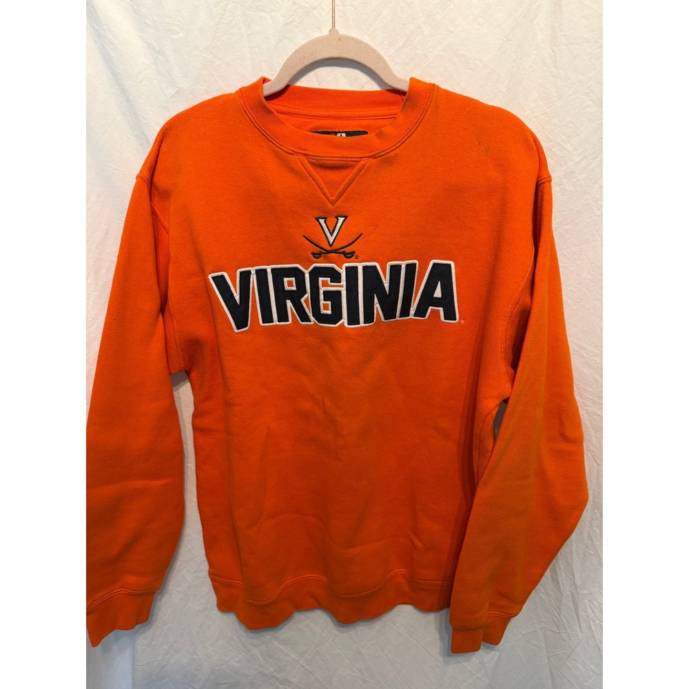 J America Virginia Cavaliers Sweatshirt Mens Medium Orange Crewneck NCAA